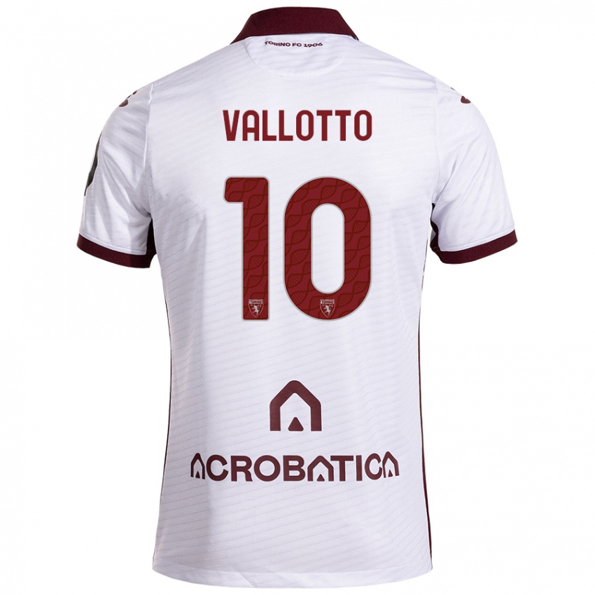 Niño Camiseta Greta Vallotto #10 Blanco Granate 2ª Equipación 2024/25 La Camisa México