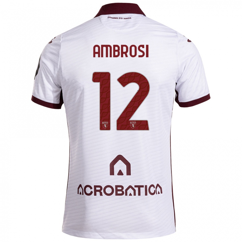 Niño Camiseta Martina Ambrosi #12 Blanco Granate 2ª Equipación 2024/25 La Camisa México