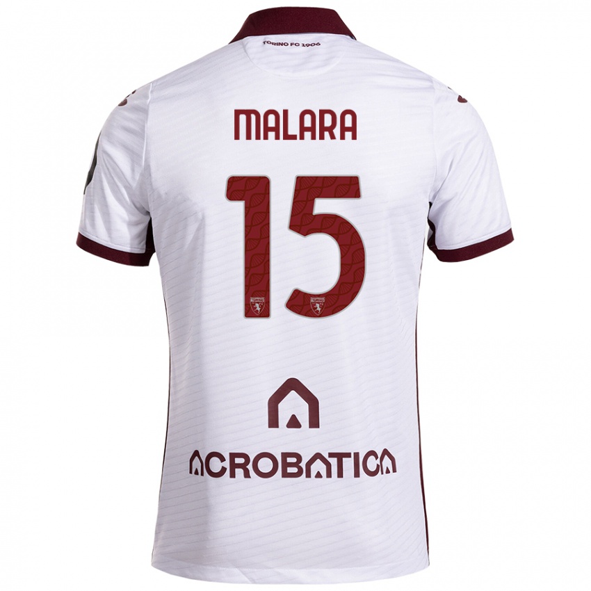 Niño Camiseta Sara Malara #15 Blanco Granate 2ª Equipación 2024/25 La Camisa México