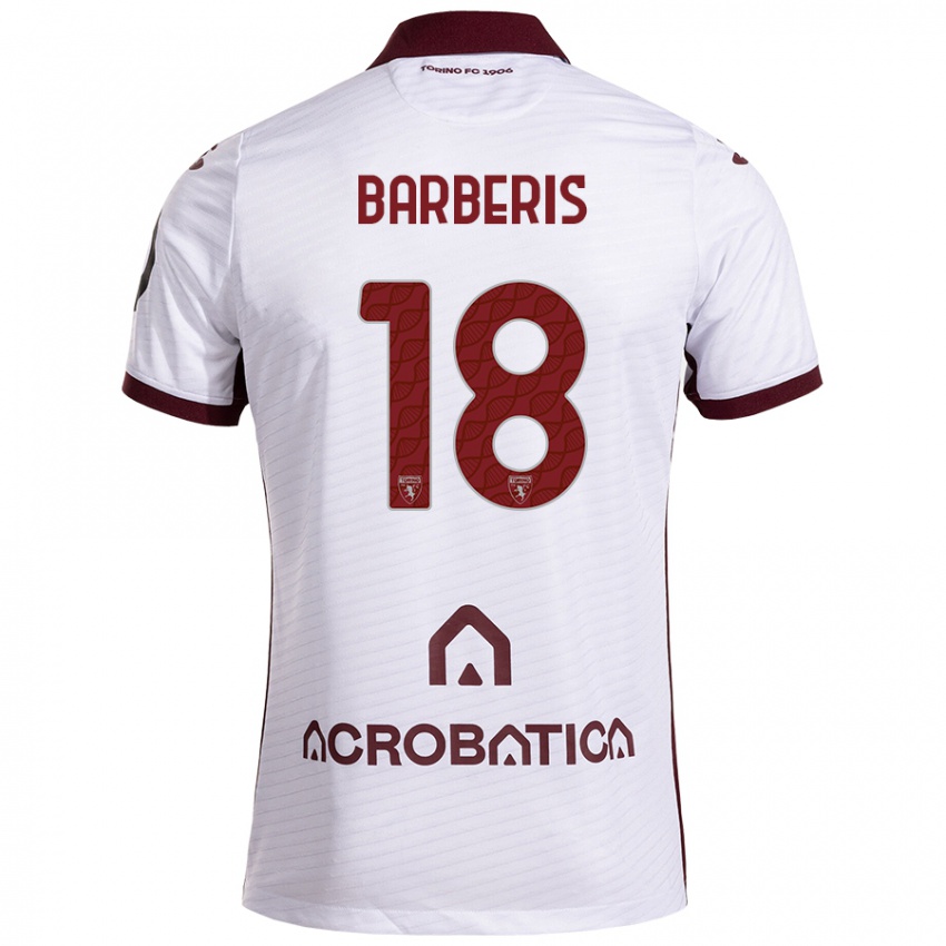 Niño Camiseta Laura Barberis #18 Blanco Granate 2ª Equipación 2024/25 La Camisa México