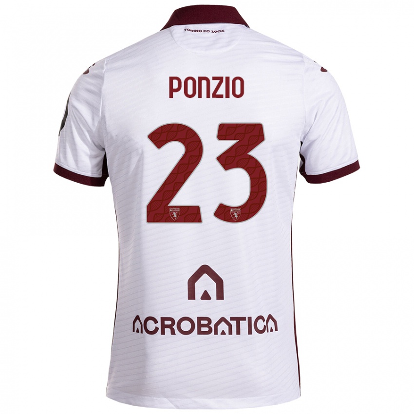 Niño Camiseta Erika Ponzio #23 Blanco Granate 2ª Equipación 2024/25 La Camisa México