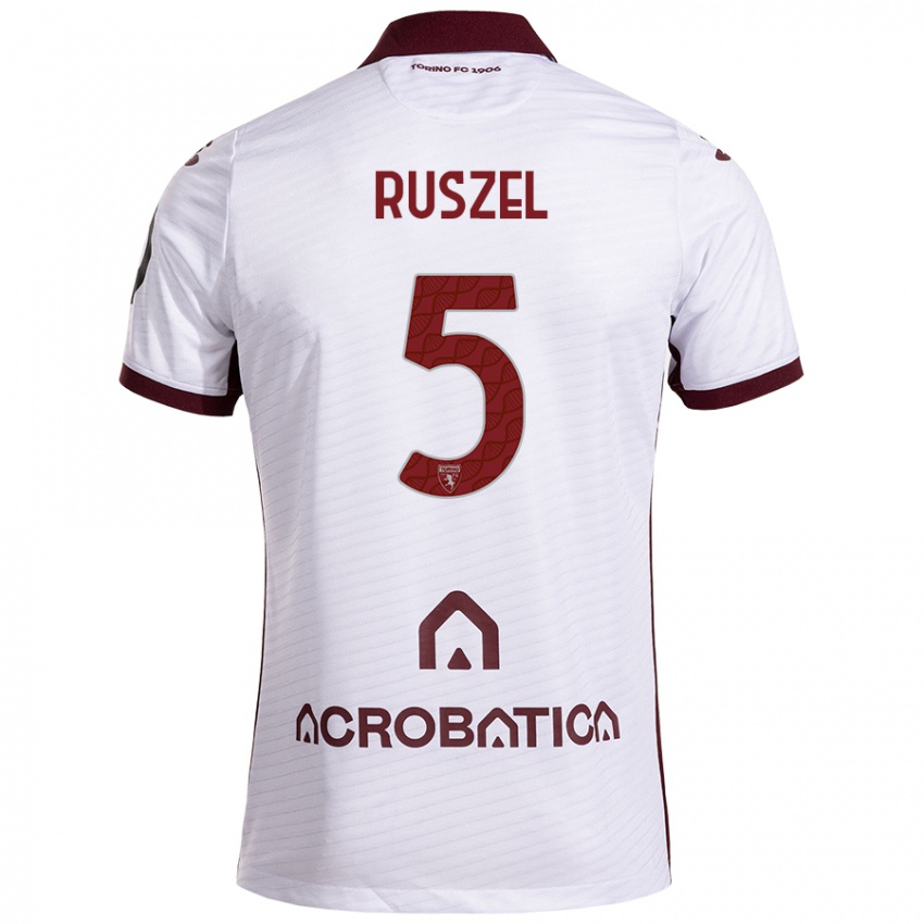 Niño Camiseta Marcel Ruszel #5 Blanco Granate 2ª Equipación 2024/25 La Camisa México