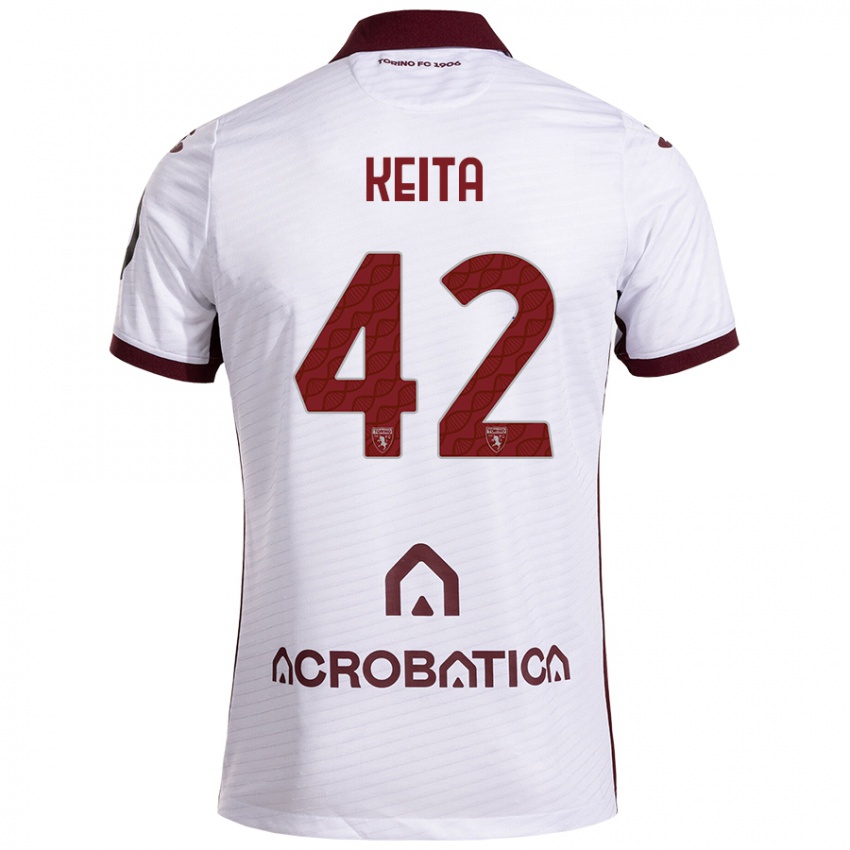 Niño Camiseta Karamoko Keita #42 Blanco Granate 2ª Equipación 2024/25 La Camisa México