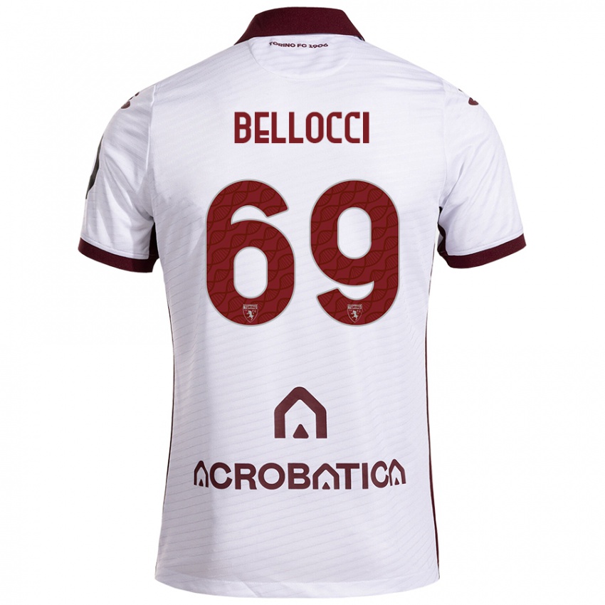 Niño Camiseta Andrea Bellocci #69 Blanco Granate 2ª Equipación 2024/25 La Camisa México