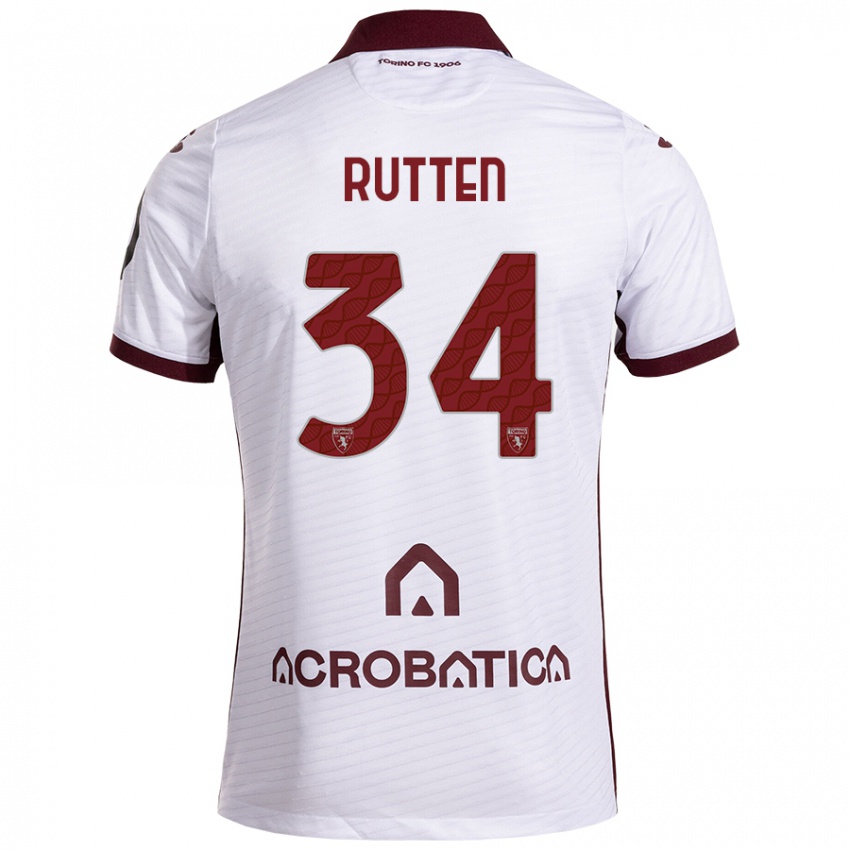 Niño Camiseta Jill Rutten #34 Blanco Granate 2ª Equipación 2024/25 La Camisa México