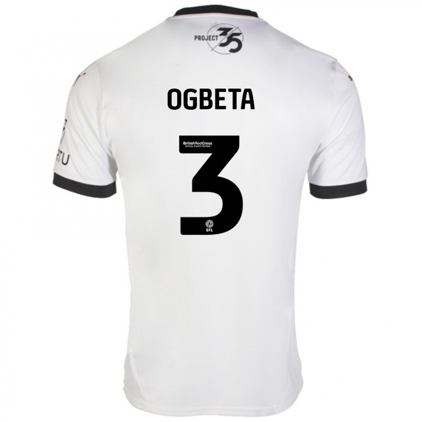 Niño Camiseta Nathanael Ogbeta #3 Blanco Negro 2ª Equipación 2024/25 La Camisa México