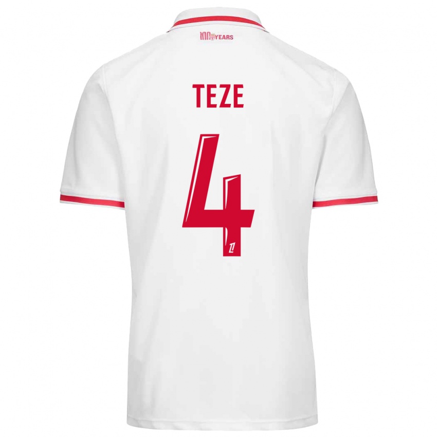 Hombre Camiseta Teze #4 Blanco Rojo 1ª Equipación 2024/25 La Camisa México