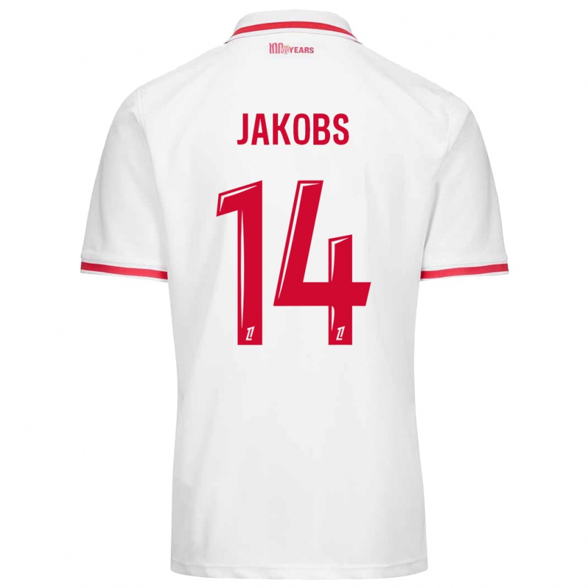 Hombre Camiseta Ismail Jakobs #14 Blanco Rojo 1ª Equipación 2024/25 La Camisa México