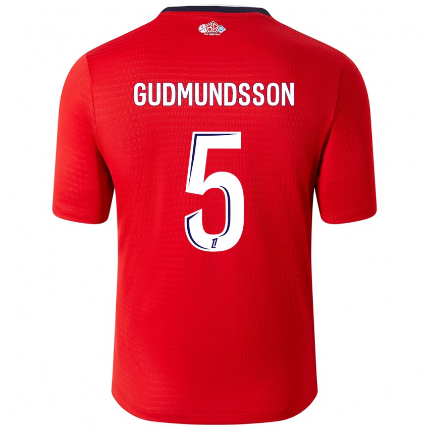 Hombre Camiseta Gabriel Gudmundsson #5 Rojo Blanco 1ª Equipación 2024/25 La Camisa México