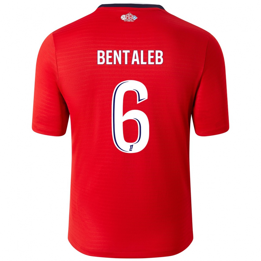 Hombre Camiseta Nabil Bentaleb #6 Rojo Blanco 1ª Equipación 2024/25 La Camisa México