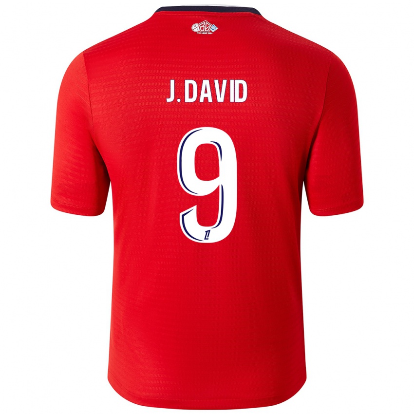 Hombre Camiseta Jonathan David #9 Rojo Blanco 1ª Equipación 2024/25 La Camisa México