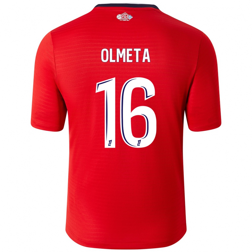 Hombre Camiseta Lisandru Olmeta #16 Rojo Blanco 1ª Equipación 2024/25 La Camisa México