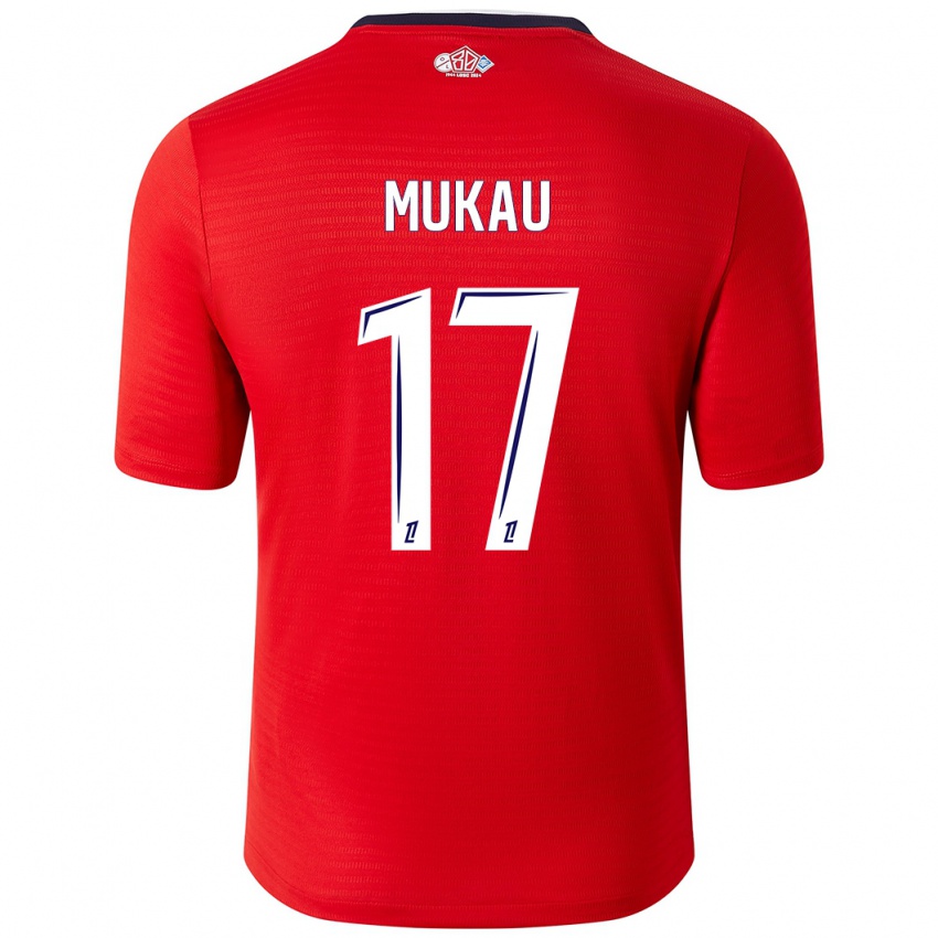 Hombre Camiseta Ngal'ayel Mukau #17 Rojo Blanco 1ª Equipación 2024/25 La Camisa México