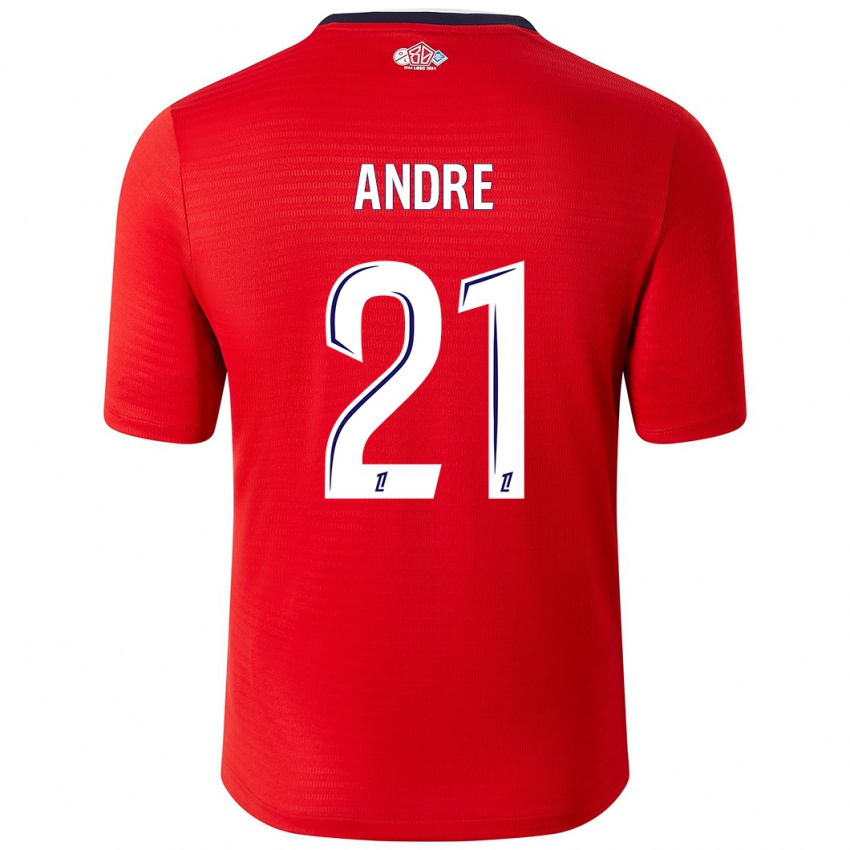 Hombre Camiseta Benjamin Andre #21 Rojo Blanco 1ª Equipación 2024/25 La Camisa México