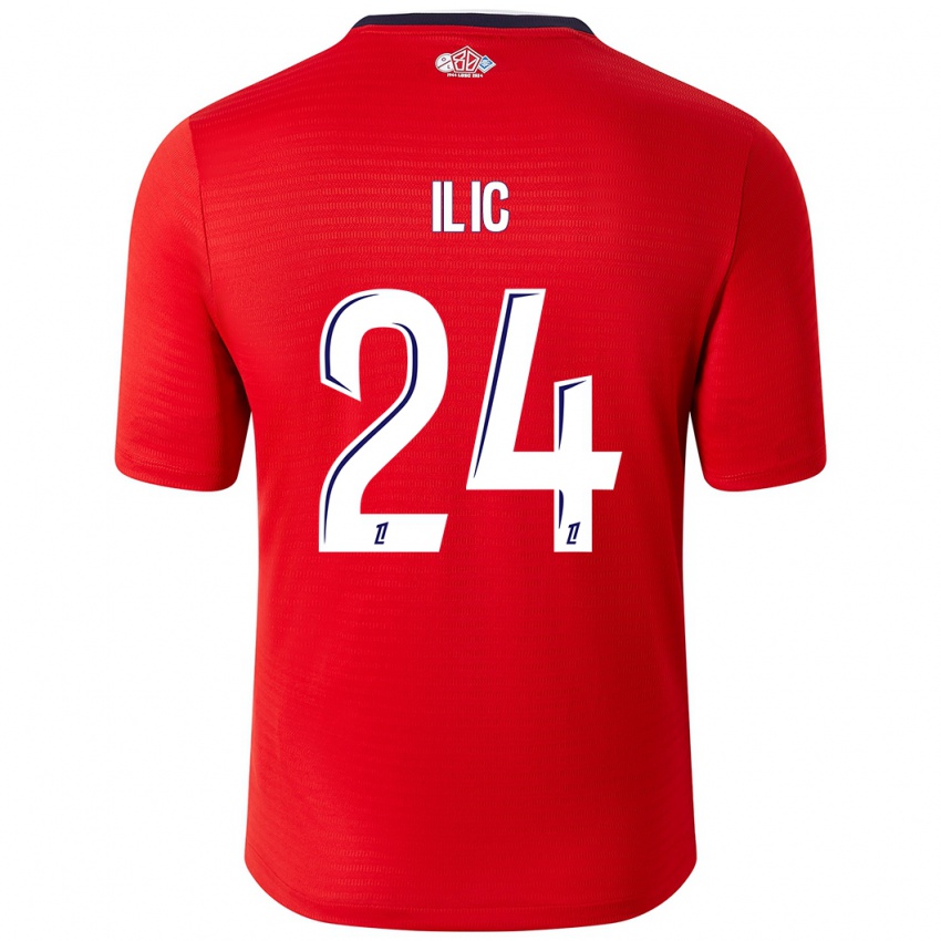 Hombre Camiseta Andrej Ilic #24 Rojo Blanco 1ª Equipación 2024/25 La Camisa México