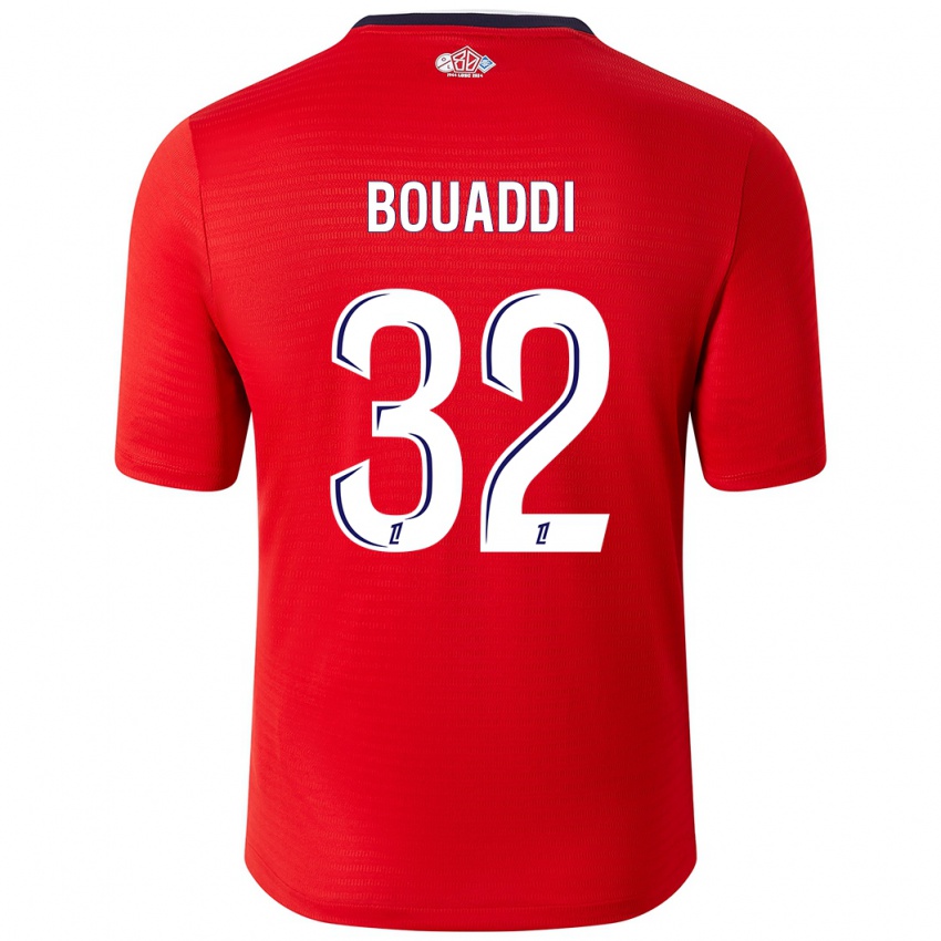 Hombre Camiseta Ayyoub Bouaddi #32 Rojo Blanco 1ª Equipación 2024/25 La Camisa México