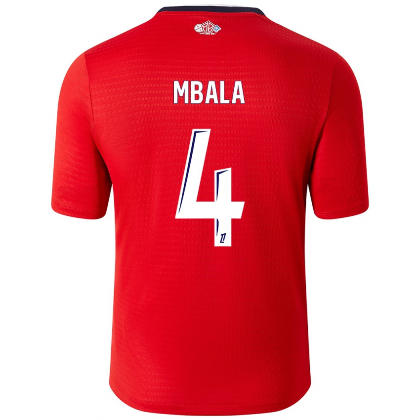 Hombre Camiseta Olivia Mbala #4 Rojo Blanco 1ª Equipación 2024/25 La Camisa México