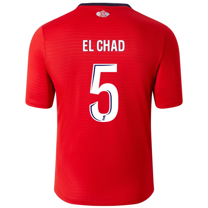 Hombre Camiseta Nesryne El Chad #5 Rojo Blanco 1ª Equipación 2024/25 La Camisa México