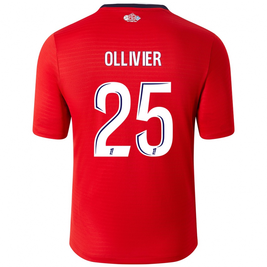 Hombre Camiseta Agathe Ollivier #25 Rojo Blanco 1ª Equipación 2024/25 La Camisa México