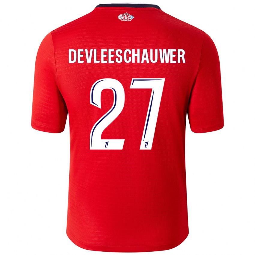 Hombre Camiseta Gwenaëlle Devleeschauwer #27 Rojo Blanco 1ª Equipación 2024/25 La Camisa México