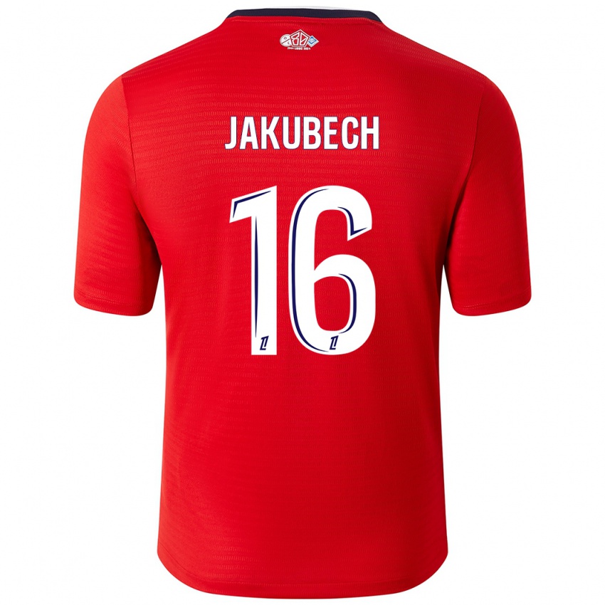 Hombre Camiseta Adam Jakubech #16 Rojo Blanco 1ª Equipación 2024/25 La Camisa México