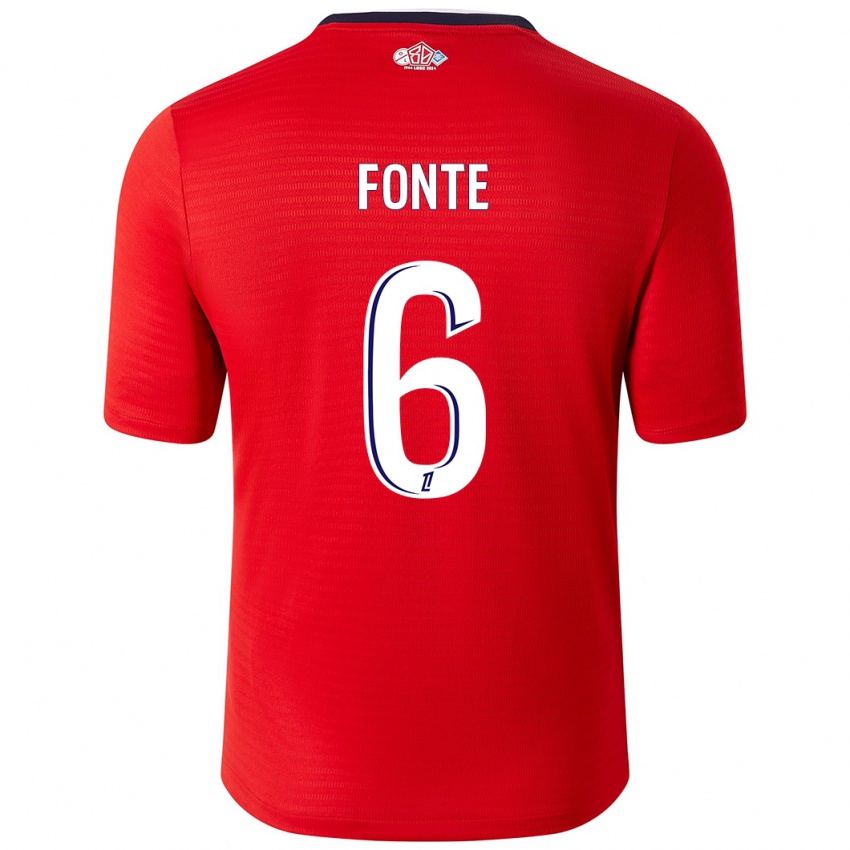 Hombre Camiseta Jose Fonte #6 Rojo Blanco 1ª Equipación 2024/25 La Camisa México