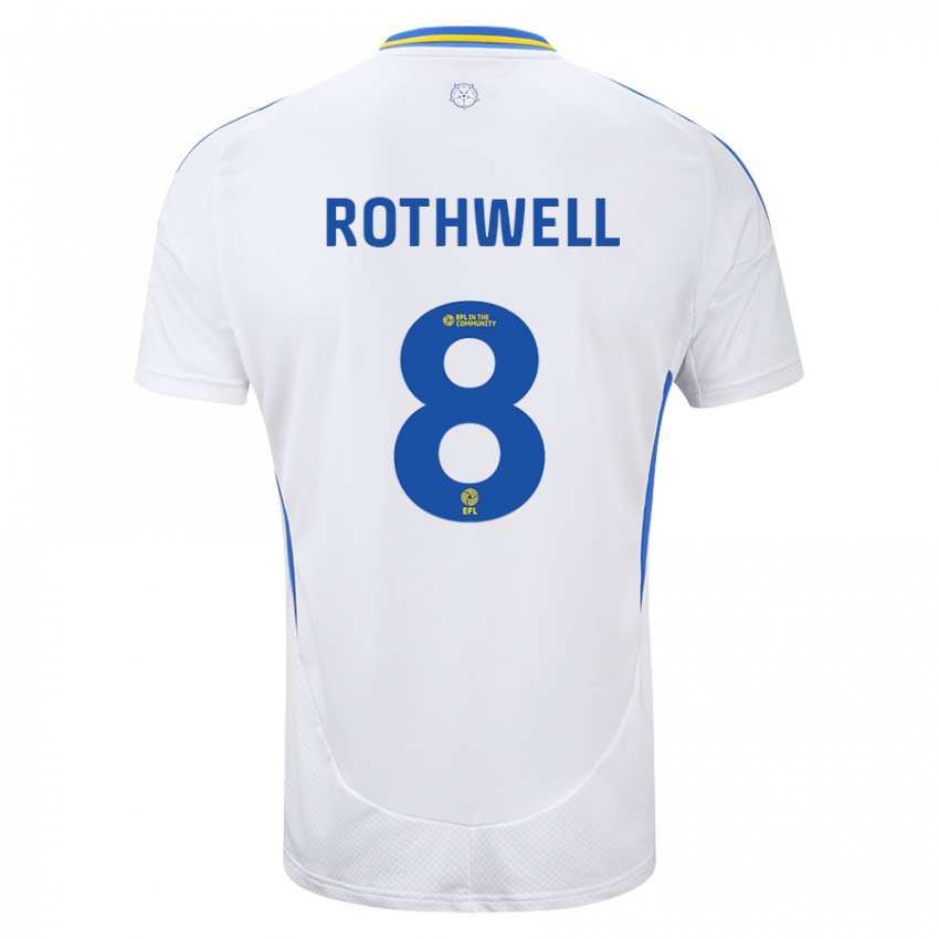 Hombre Camiseta Joe Rothwell #8 Blanco Azul 1ª Equipación 2024/25 La Camisa México