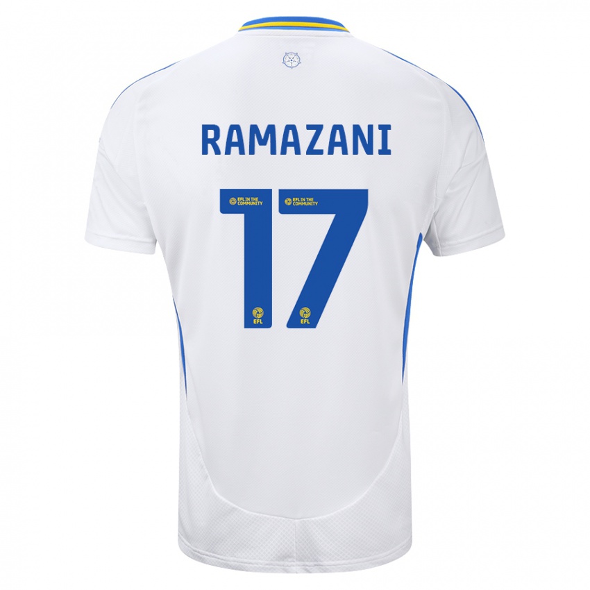 Hombre Camiseta Largie Ramazani #17 Blanco Azul 1ª Equipación 2024/25 La Camisa México