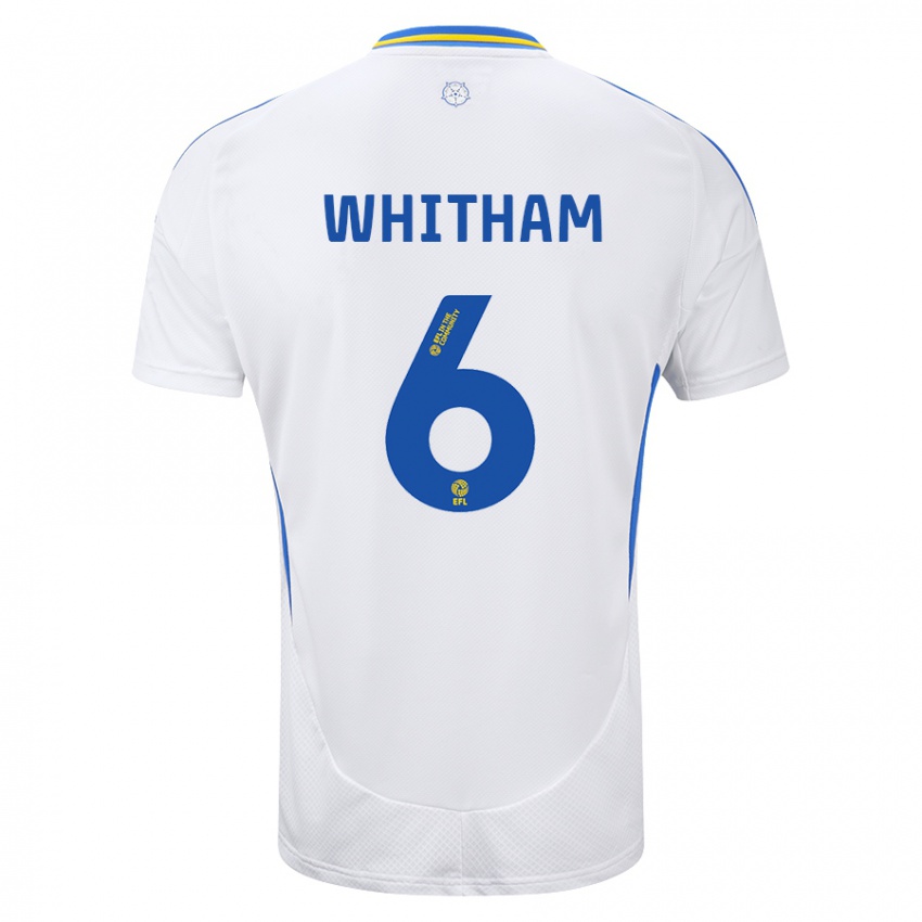 Hombre Camiseta Danielle Whitham #6 Blanco Azul 1ª Equipación 2024/25 La Camisa México