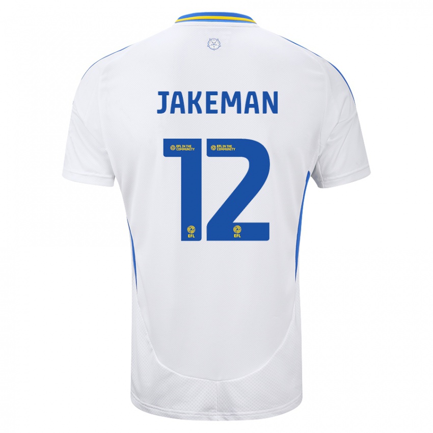 Hombre Camiseta Harriet Jakeman #12 Blanco Azul 1ª Equipación 2024/25 La Camisa México