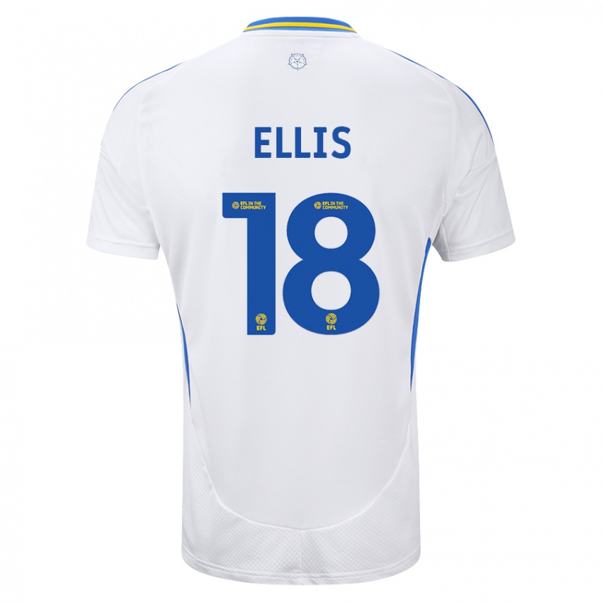 Hombre Camiseta Macy Ellis #18 Blanco Azul 1ª Equipación 2024/25 La Camisa México