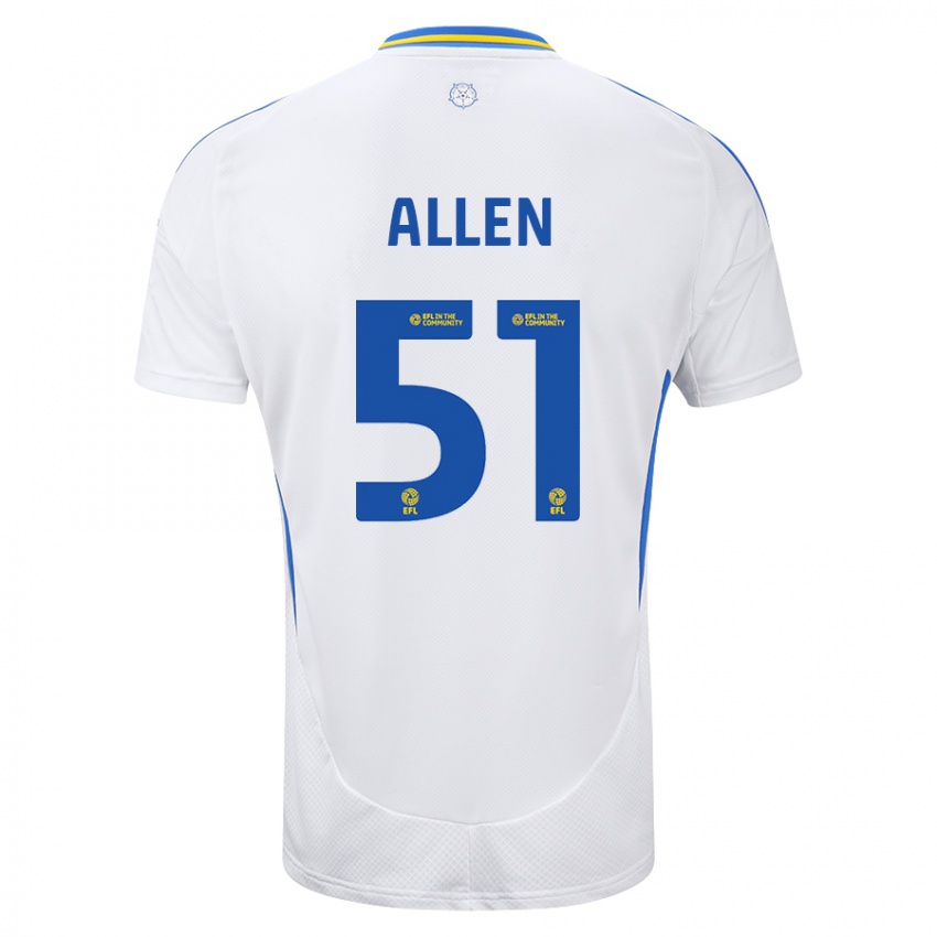 Hombre Camiseta Charlie Allen #51 Blanco Azul 1ª Equipación 2024/25 La Camisa México