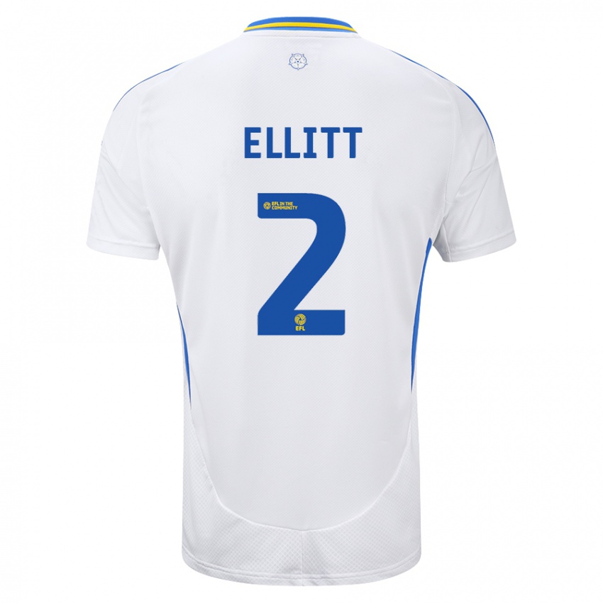 Hombre Camiseta Izzy Ellitt #2 Blanco Azul 1ª Equipación 2024/25 La Camisa México