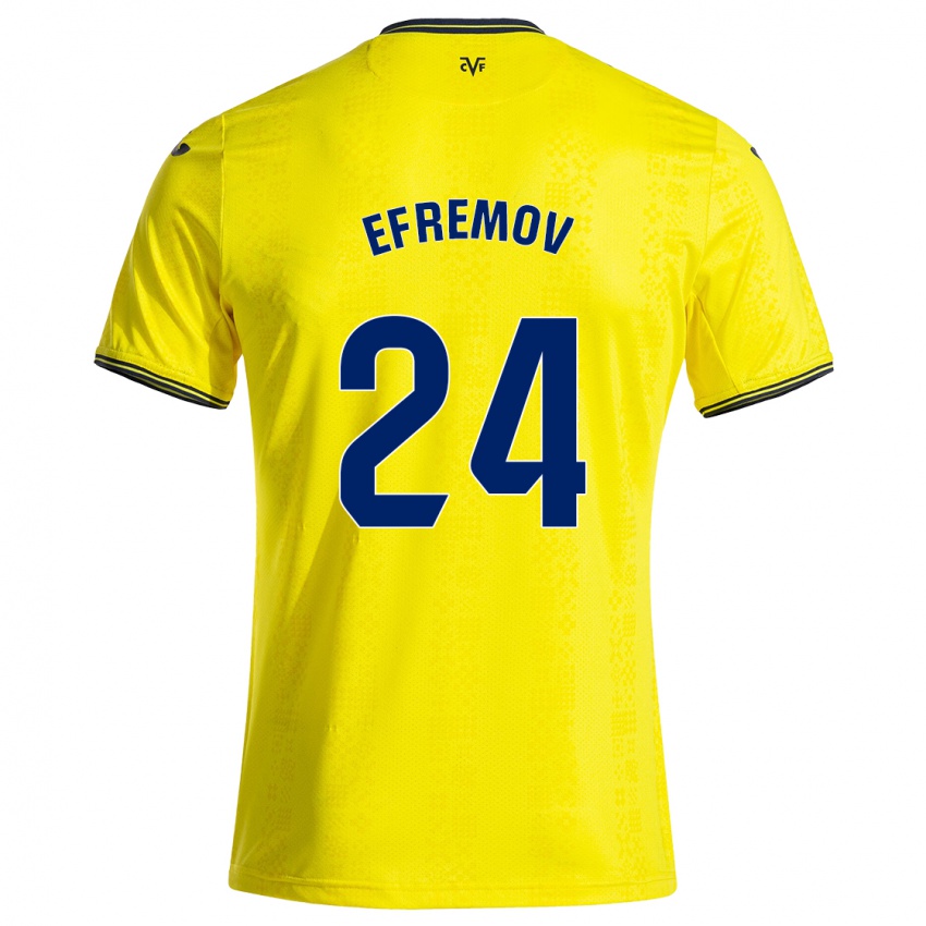 Hombre Camiseta Anton Efremov #24 Amarillo Negro 1ª Equipación 2024/25 La Camisa México