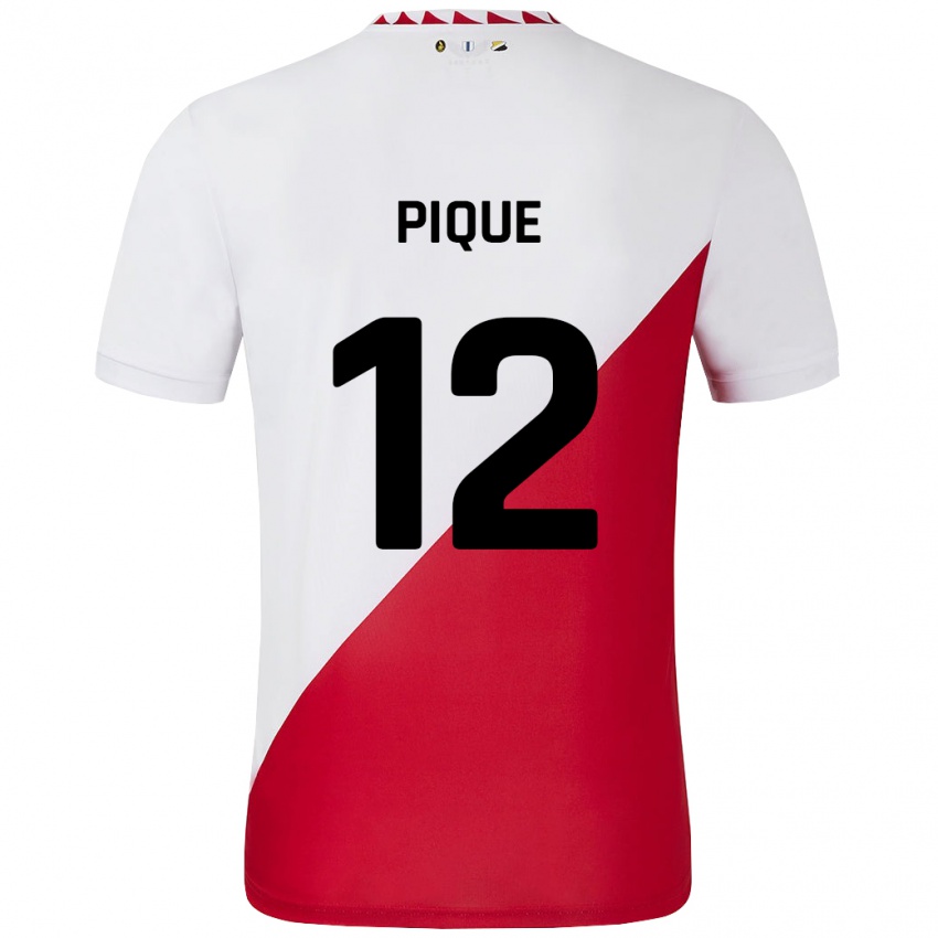 Hombre Camiseta Naomi Piqué #12 Blanco Rojo 1ª Equipación 2024/25 La Camisa México