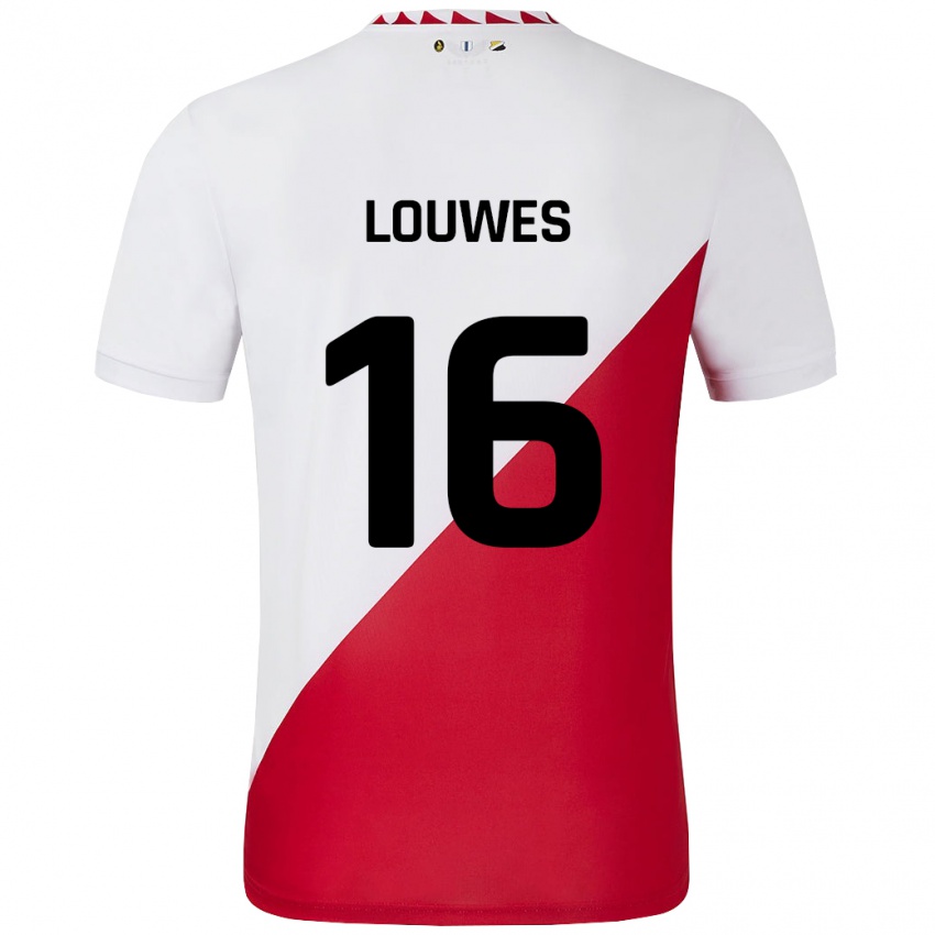 Hombre Camiseta Puck Louwes #16 Blanco Rojo 1ª Equipación 2024/25 La Camisa México