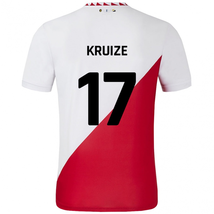 Hombre Camiseta Elisha Kruize #17 Blanco Rojo 1ª Equipación 2024/25 La Camisa México