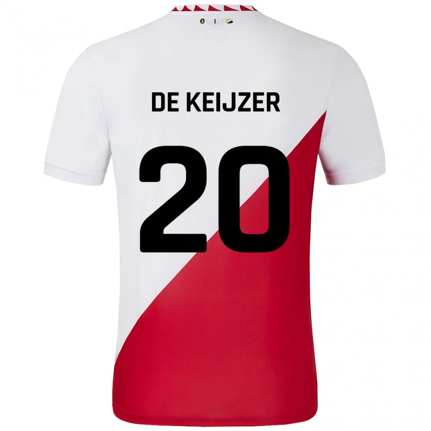 Hombre Camiseta Lotje De Keijzer #20 Blanco Rojo 1ª Equipación 2024/25 La Camisa México