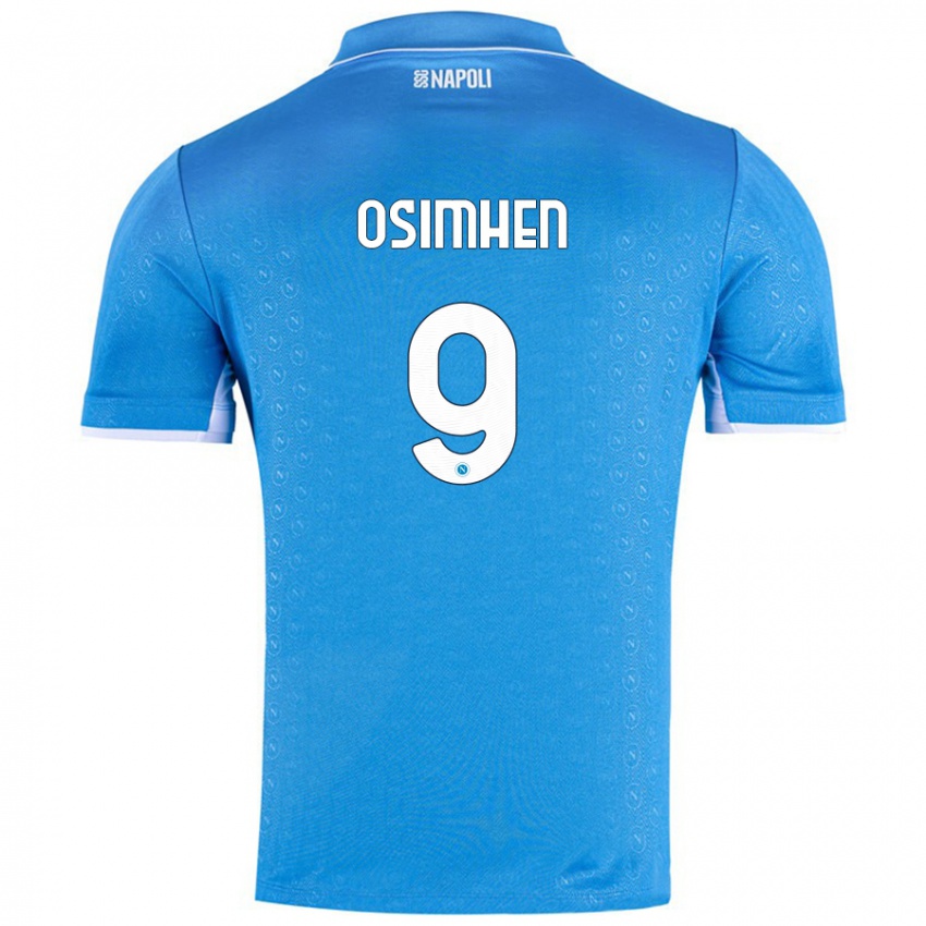 Hombre Camiseta Victor Osimhen #9 Azul Cielo 1ª Equipación 2024/25 La Camisa México