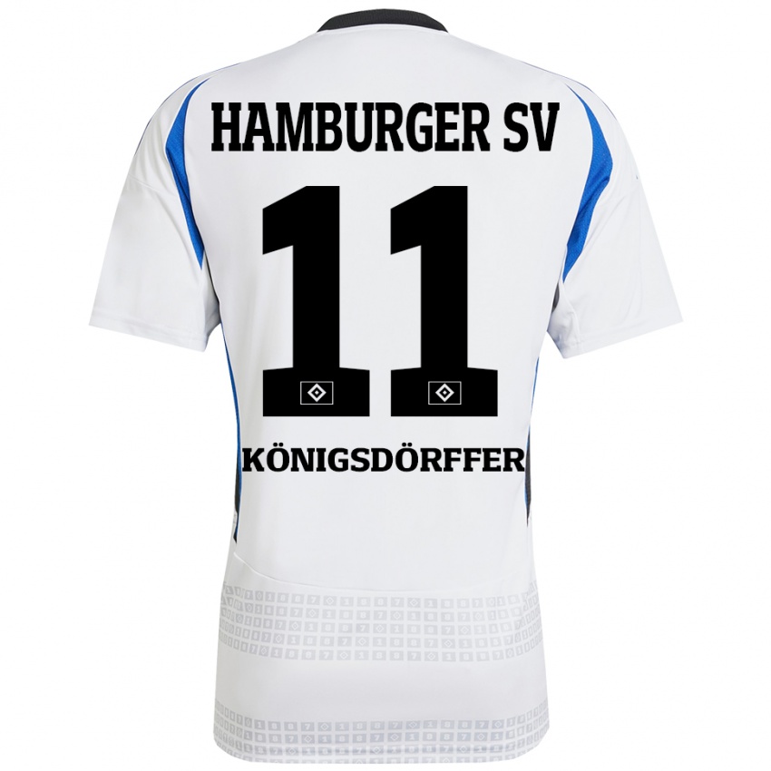 Hombre Camiseta Ransford Königsdörffer #11 Blanco Azul 1ª Equipación 2024/25 La Camisa México