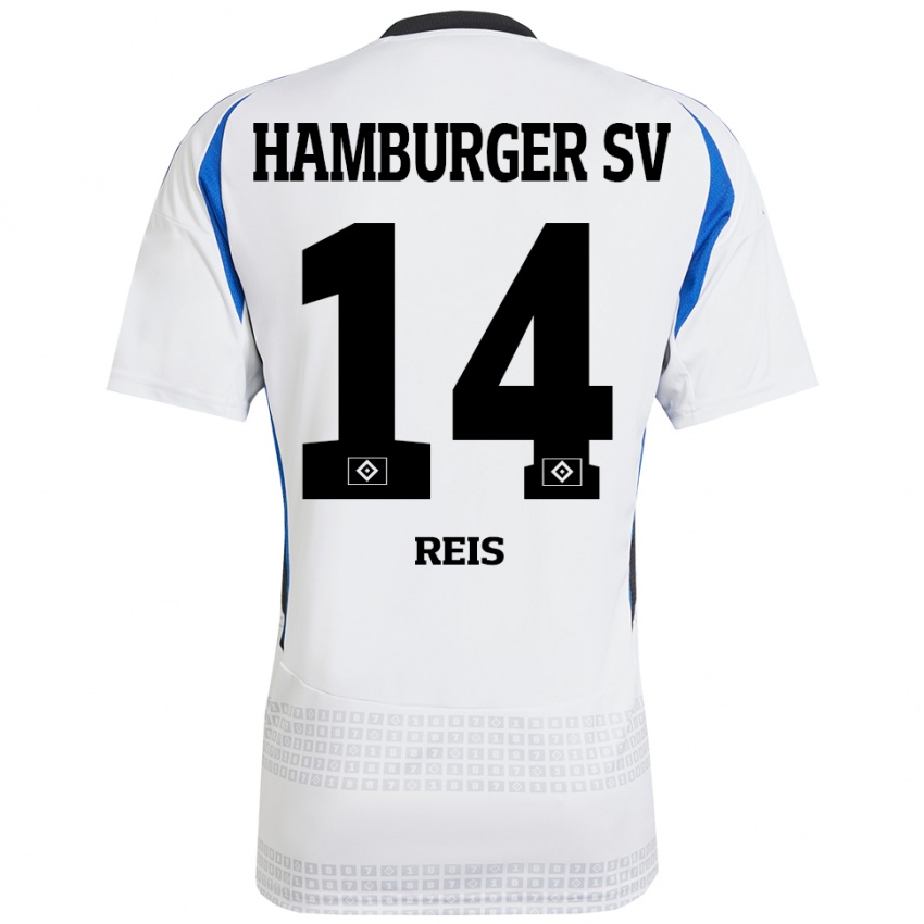 Hombre Camiseta Ludovit Reis #14 Blanco Azul 1ª Equipación 2024/25 La Camisa México