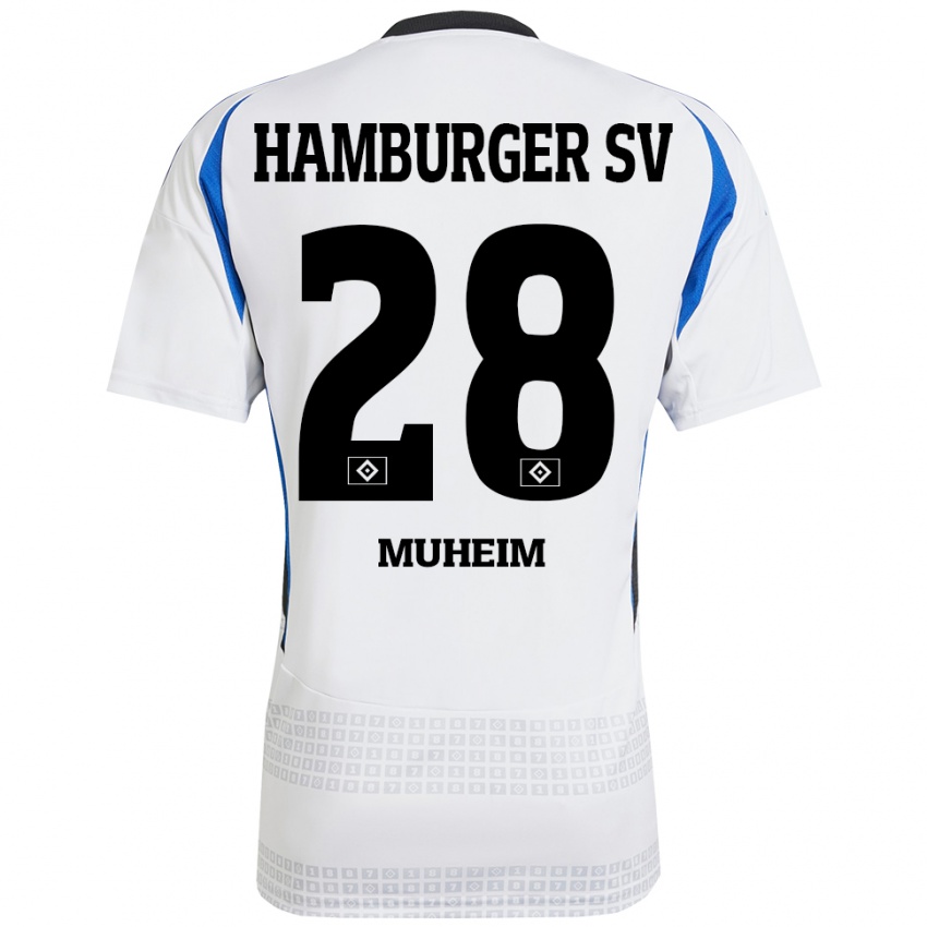 Hombre Camiseta Miro Muheim #28 Blanco Azul 1ª Equipación 2024/25 La Camisa México