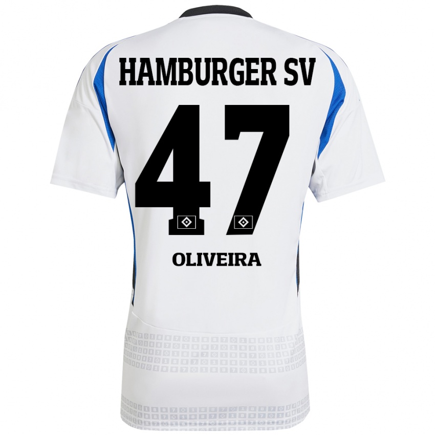 Hombre Camiseta Nicolas Oliveira #47 Blanco Azul 1ª Equipación 2024/25 La Camisa México