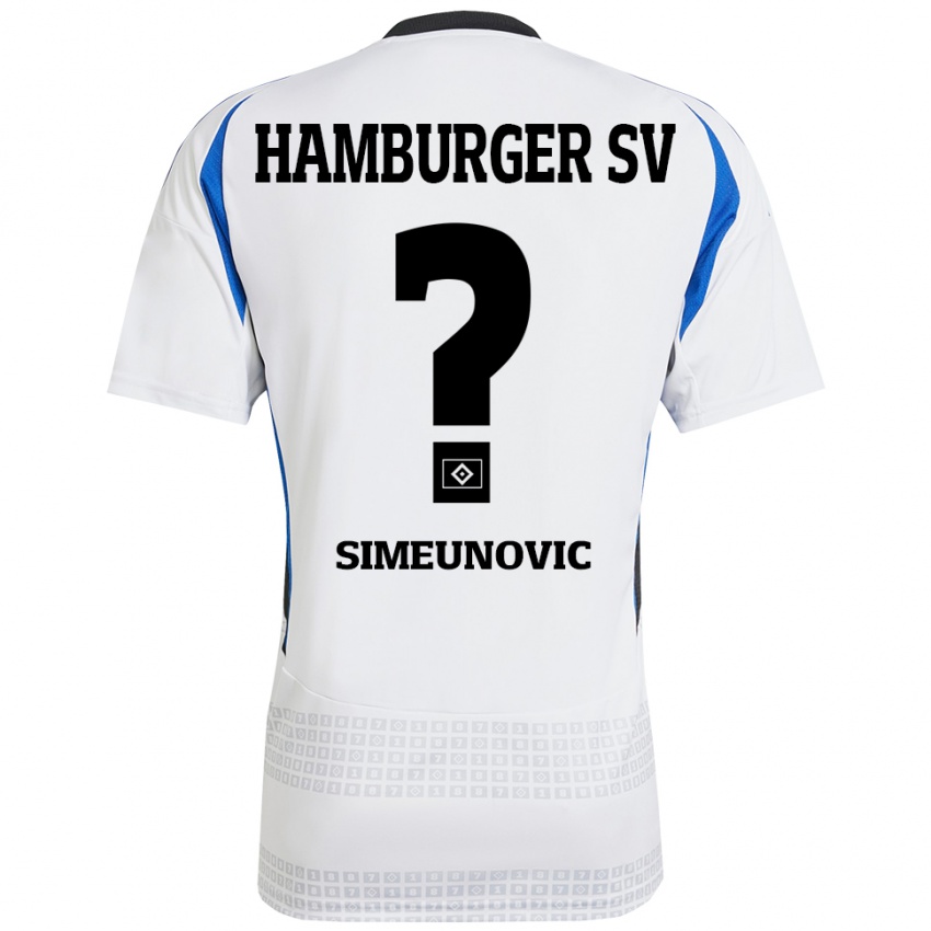 Hombre Camiseta Denis Simeunovic #0 Blanco Azul 1ª Equipación 2024/25 La Camisa México