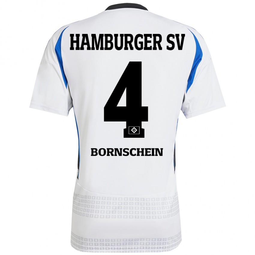 Hombre Camiseta Lukas Bornschein #4 Blanco Azul 1ª Equipación 2024/25 La Camisa México