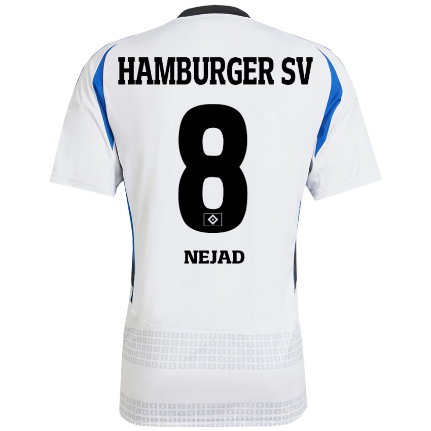 Hombre Camiseta Milad Nejad #8 Blanco Azul 1ª Equipación 2024/25 La Camisa México