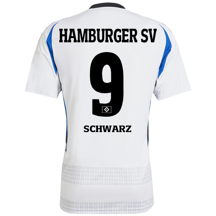 Hombre Camiseta Rafael Schwarz #9 Blanco Azul 1ª Equipación 2024/25 La Camisa México