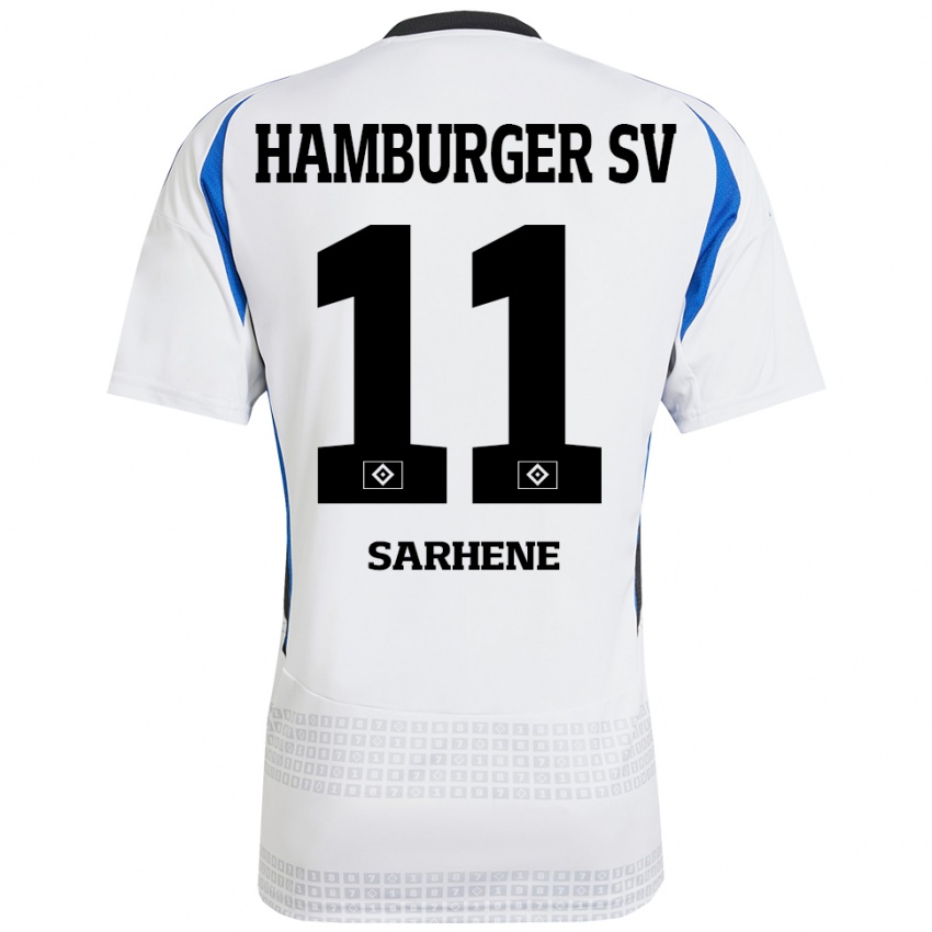 Hombre Camiseta Clement Nana-Sarhene #11 Blanco Azul 1ª Equipación 2024/25 La Camisa México