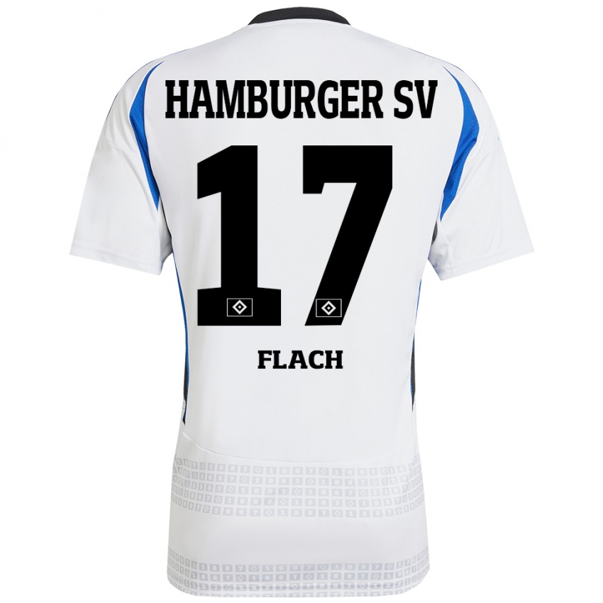 Hombre Camiseta Timon Flach #17 Blanco Azul 1ª Equipación 2024/25 La Camisa México