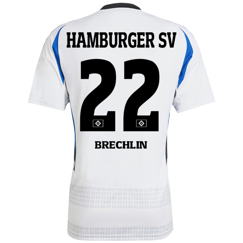 Hombre Camiseta Bjarne Brechlin #22 Blanco Azul 1ª Equipación 2024/25 La Camisa México